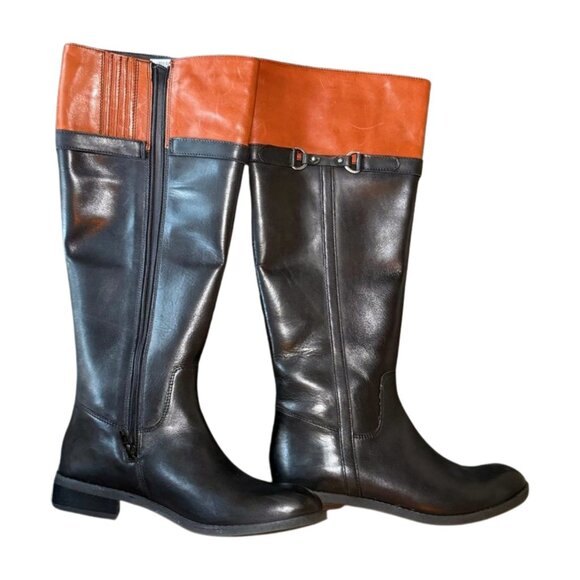 Clarks Leather Riding Boots – Black & Cognac – Size 7.5 - Picture 2 of 3